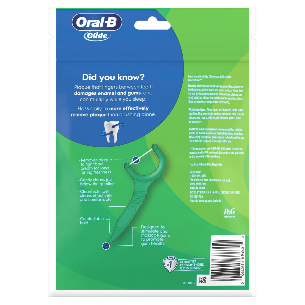 Floss, Glide Mint Dental Floss Picks with Long Lasting Scope Flavor, 75 Picks