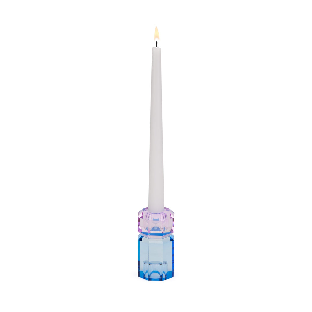 Faceted Crystal Candle Holder - Cobalt/ Violet