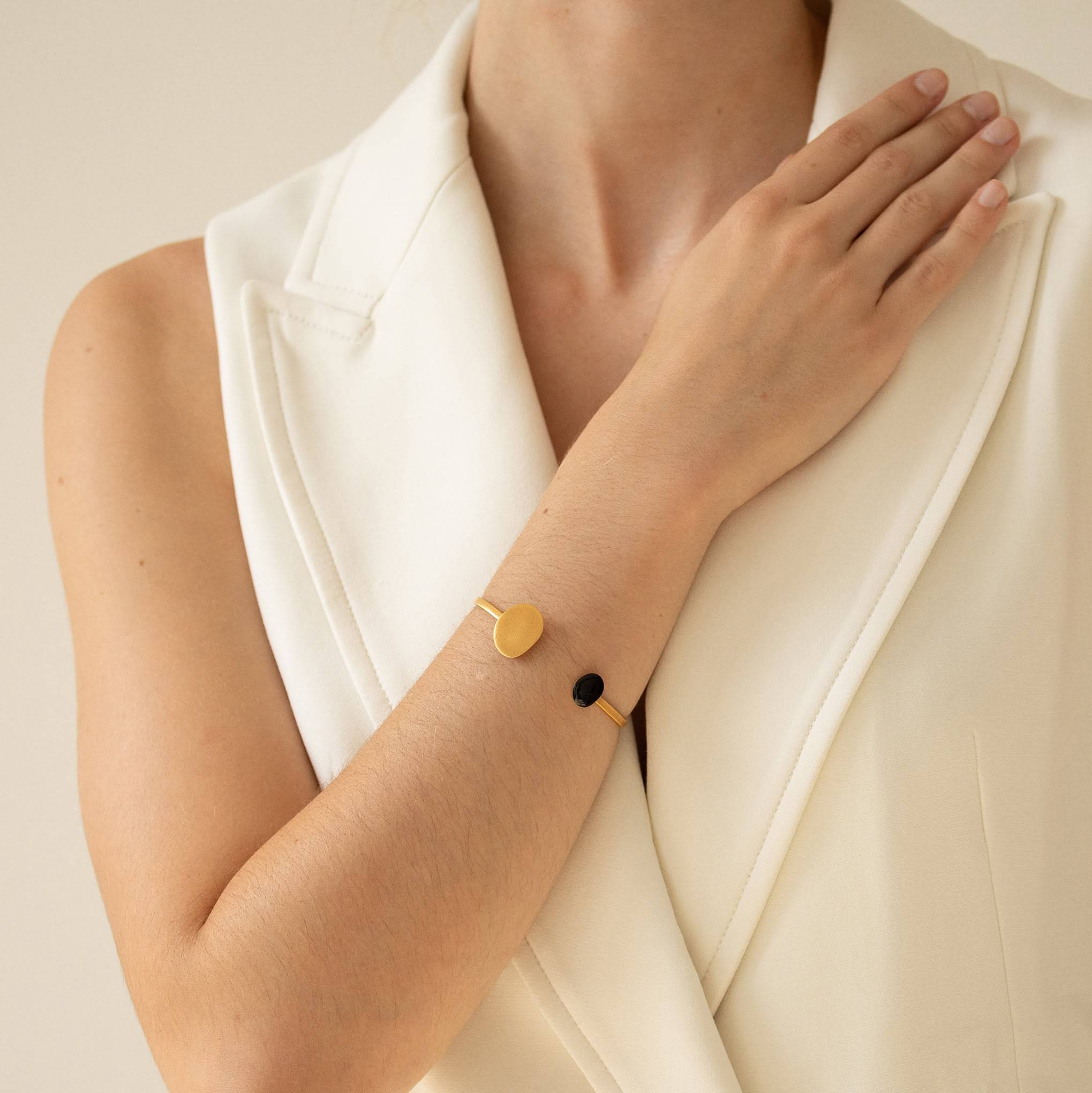 Joan Mir?? Gold-Plated Dots Cuff Bracelet
