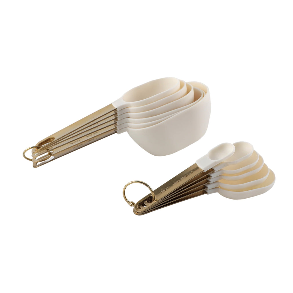 12-Piece Measuring Cup & Spoon Combo Set, Essential Kitchen Utensils, Dishwasher Safe, White