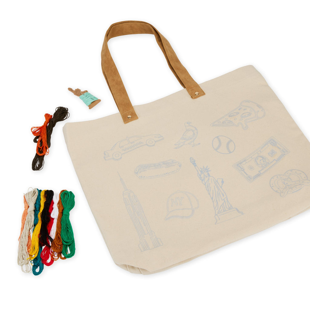 DIY Embroidery Stitch Your City NYC Tote Bag