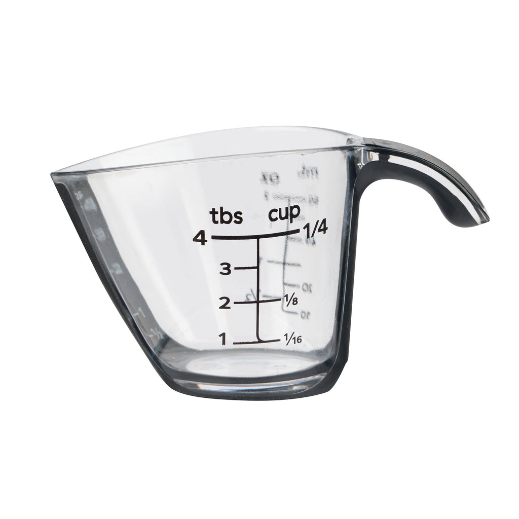 1/4C Plastic Mini Measuring Cup, Black/Transparent
