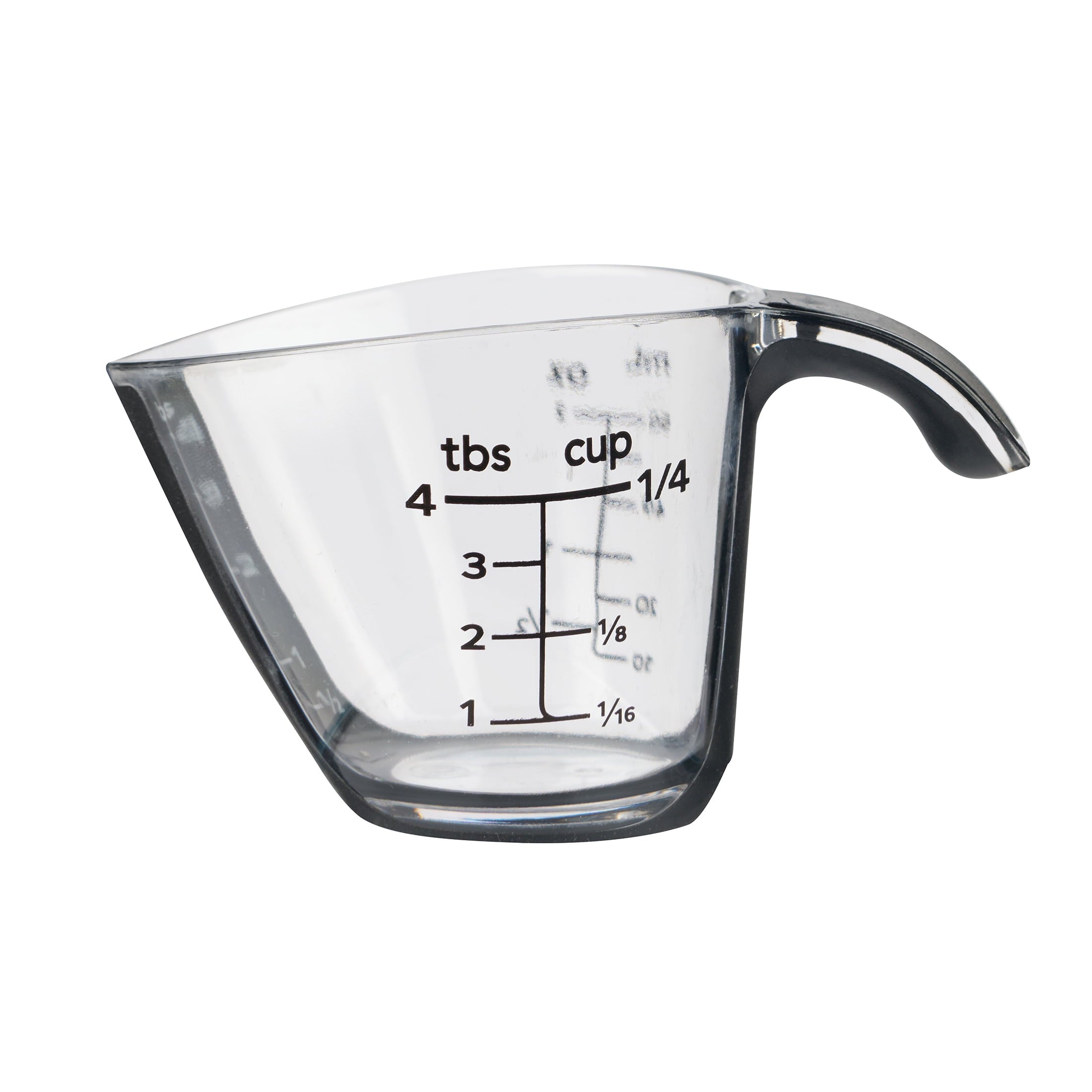 1/4C Plastic Mini Measuring Cup, Black/Transparent