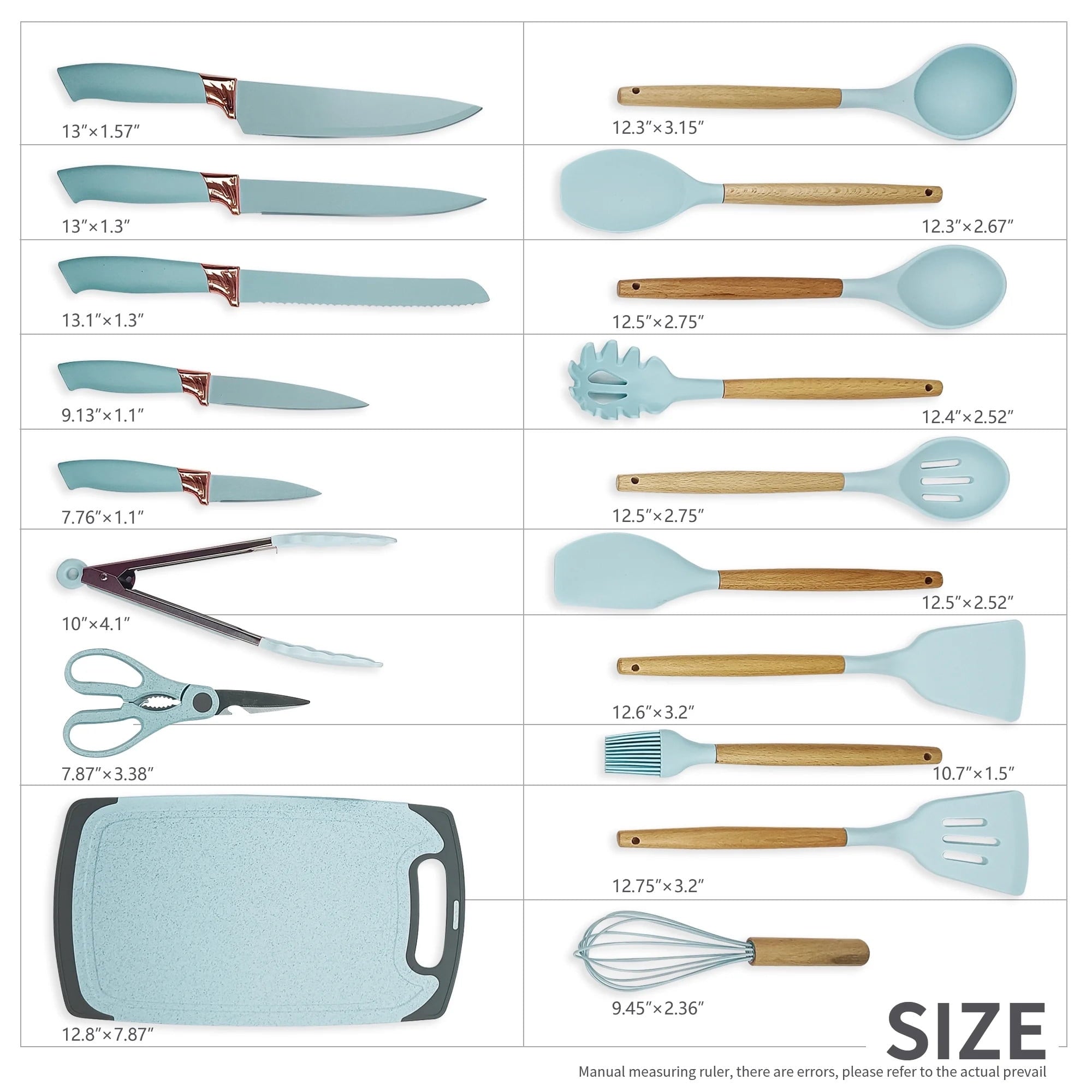 Silicone Kitchen Cooking Utensils Set, 19 Pieces Utensil with Holder, Heat Resistant, Green