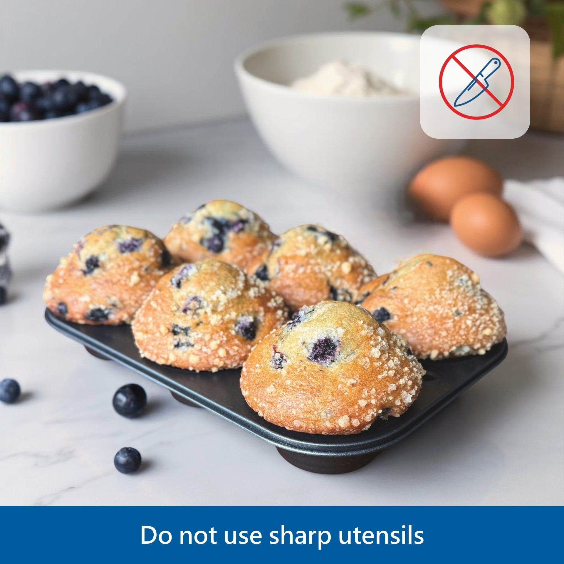 6-Cup Nonstick Steel Muffin Pan, 2.9" Cup, Gray, 1 Count