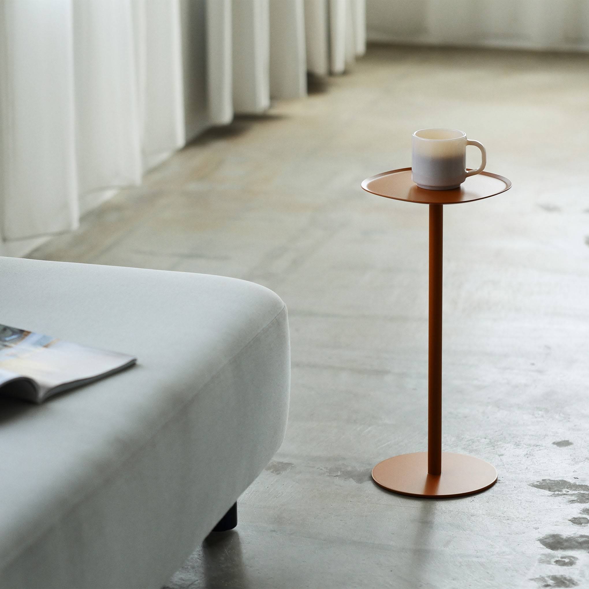 Pedestal Side Table - Tan Orange