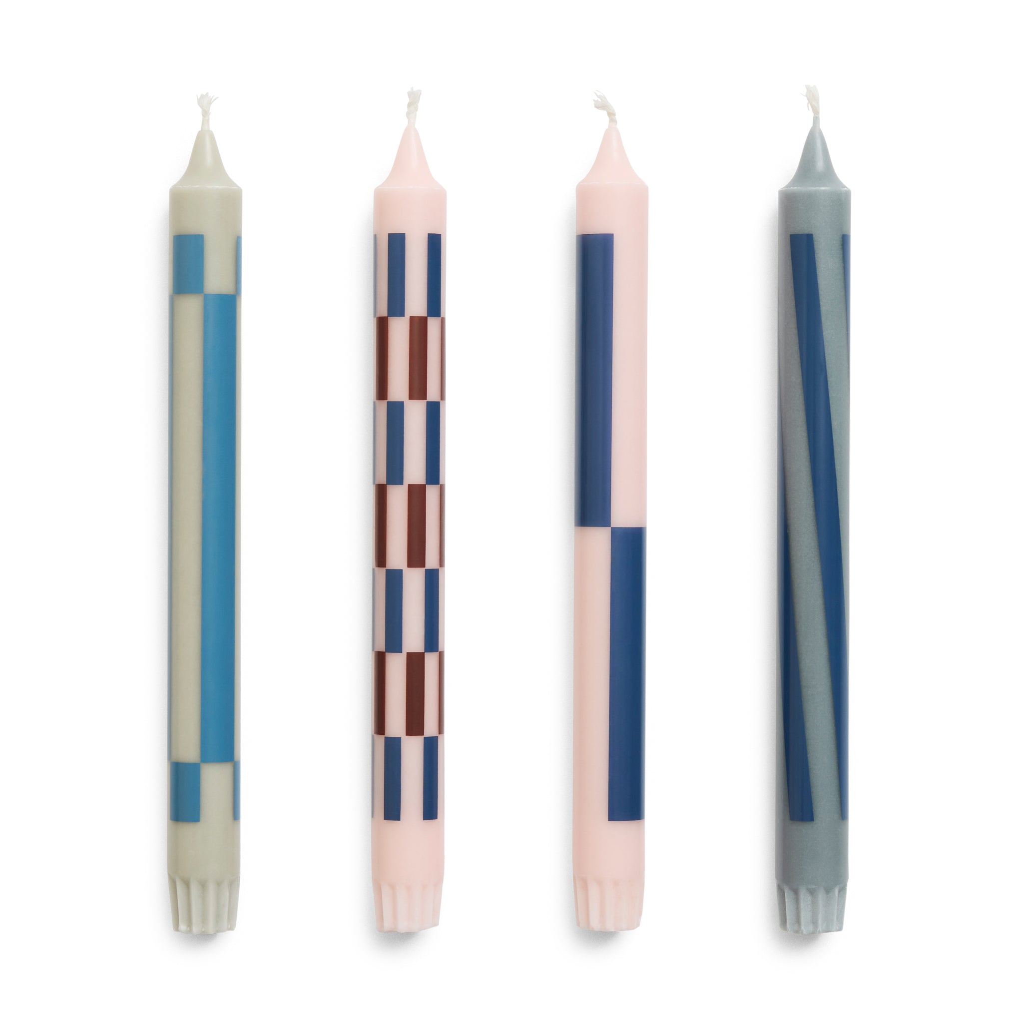HAY Pattern Taper Candle - Light Pink/ Blue