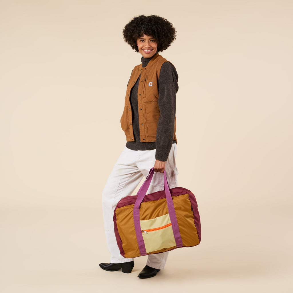 Remember Duffle Travel Bag - Purple/ Goldenrod