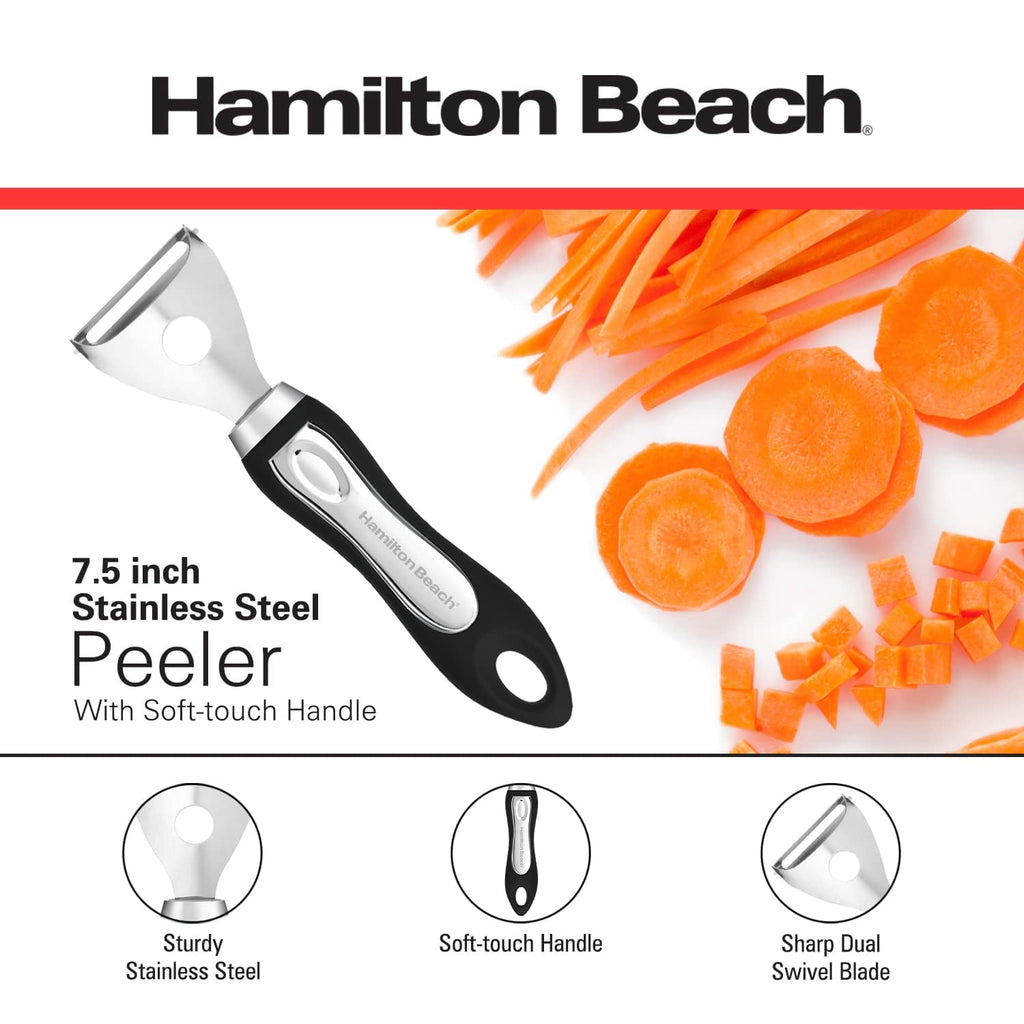 Y Peeler Stainless Steel 7.5in Soft Touch Handle, Vegetable Y Peeler Ergonomic Non-Slip Handle & Sharp Bl...