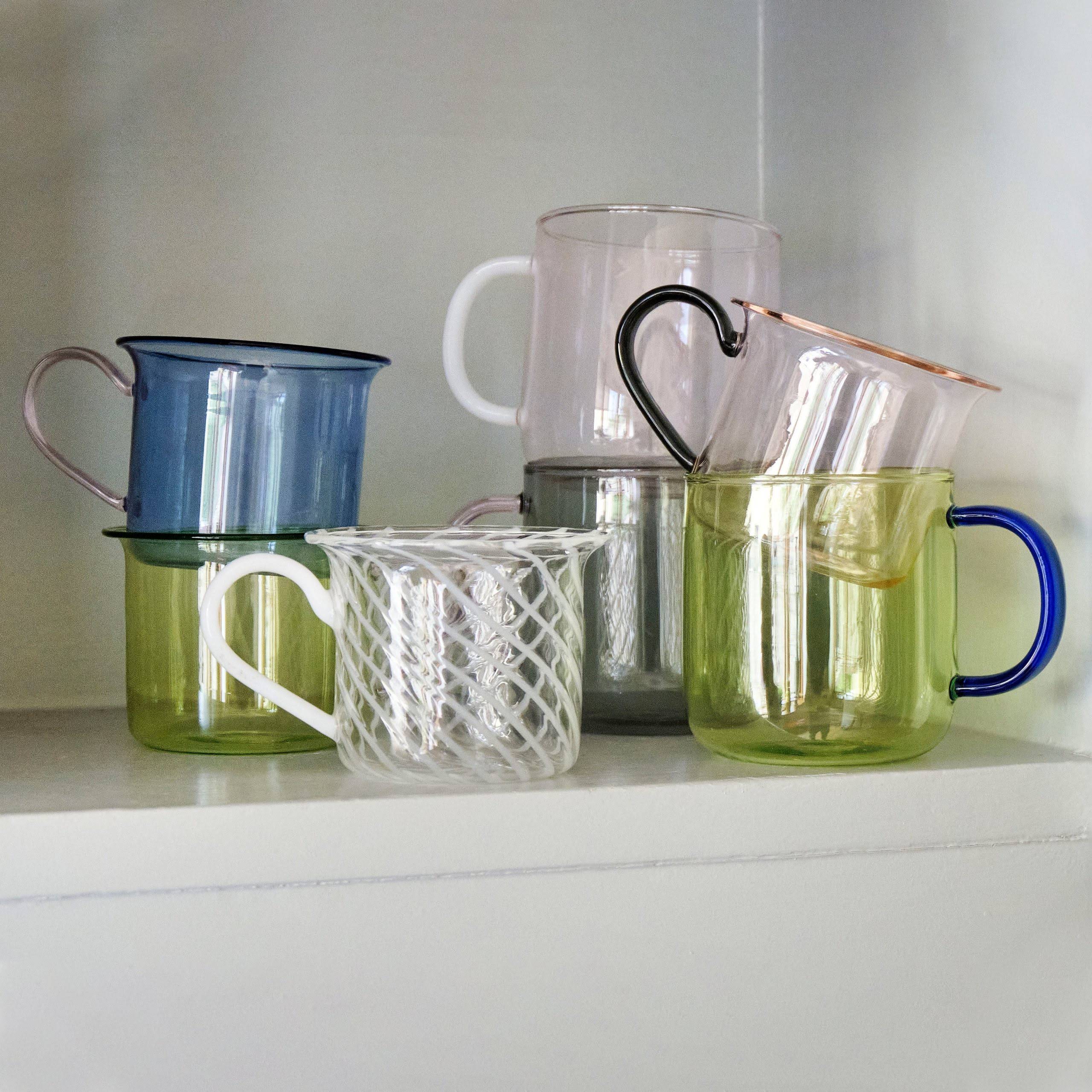HAY Glass Mugs - Set of 2 - Grey/ Light Pink