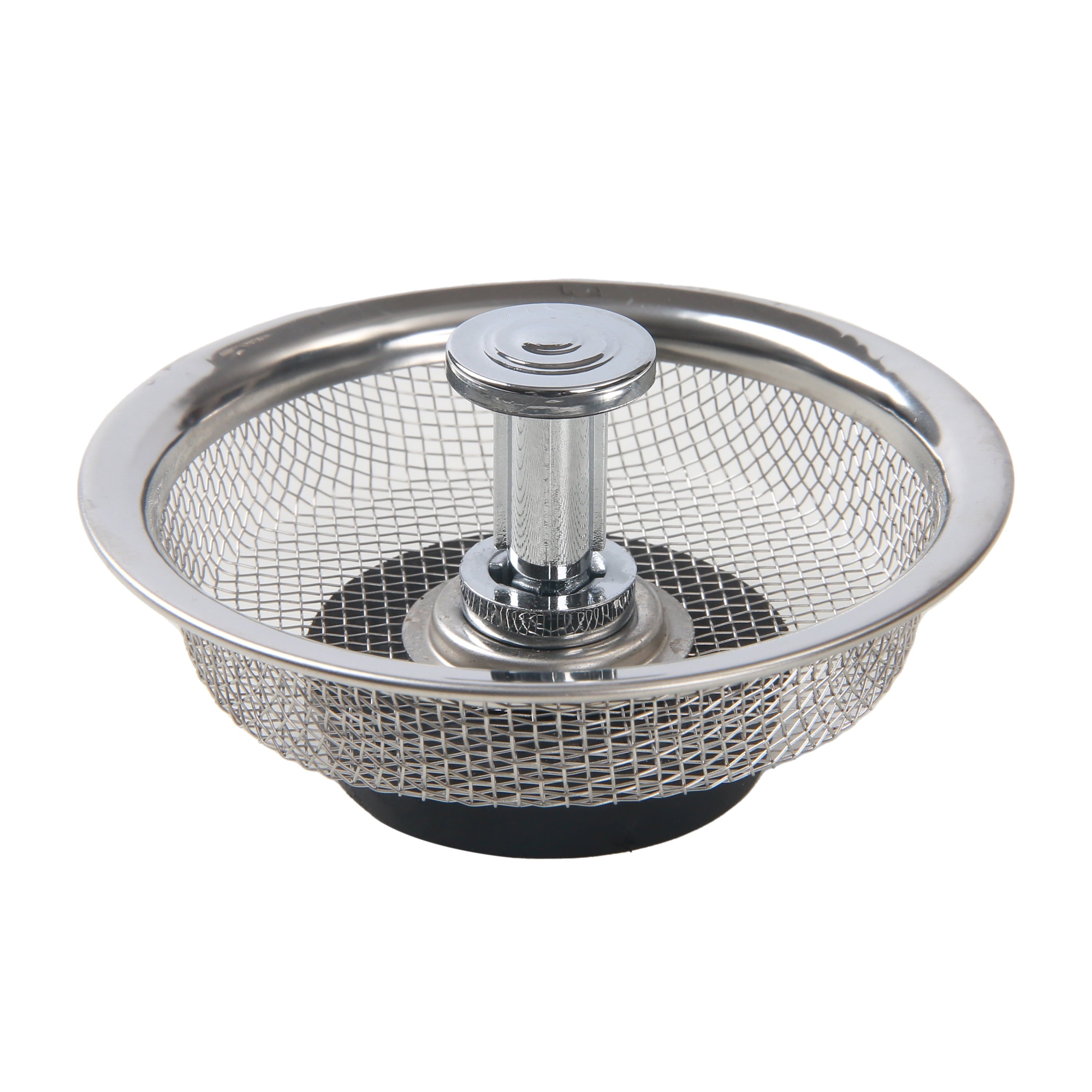 Stainless Steel Mesh Sink Strainer with Rubber Stopper Silver