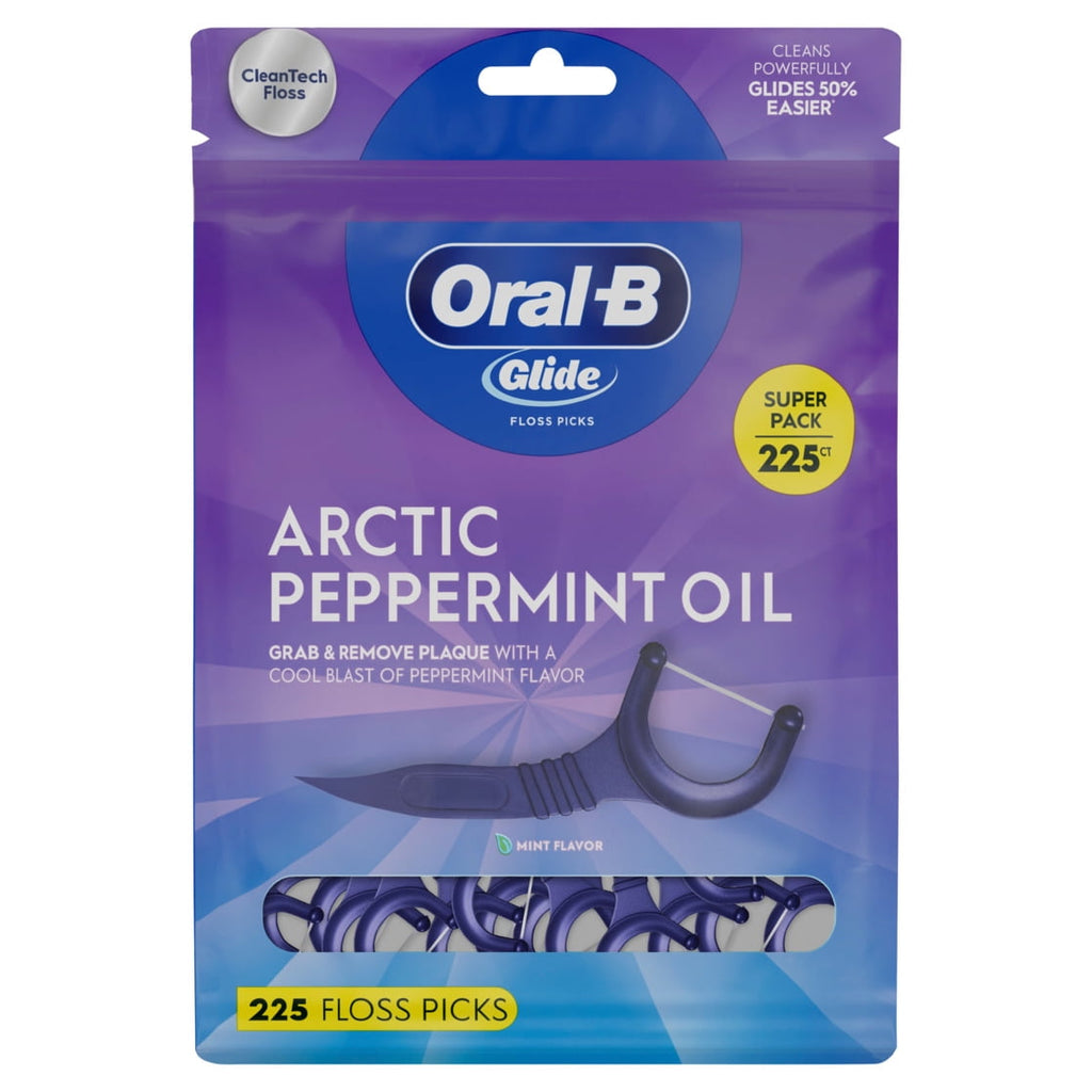 Glide Peppermint Dental Floss Picks with Arctic Peppermint Oil Flavor, 225 Picks
