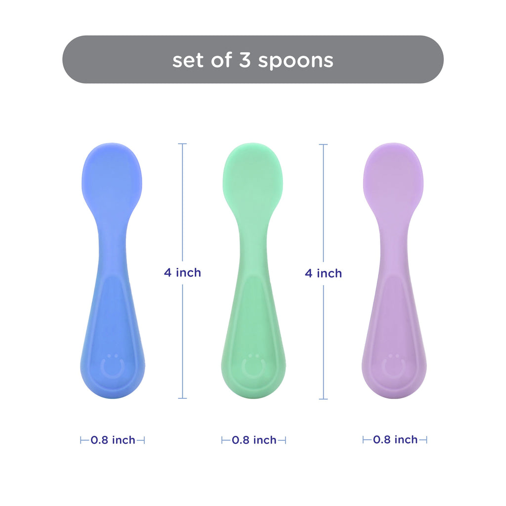 Silicone Toddler Training Spoons, Baby, Silicone Flatware Sets, 3 Pack