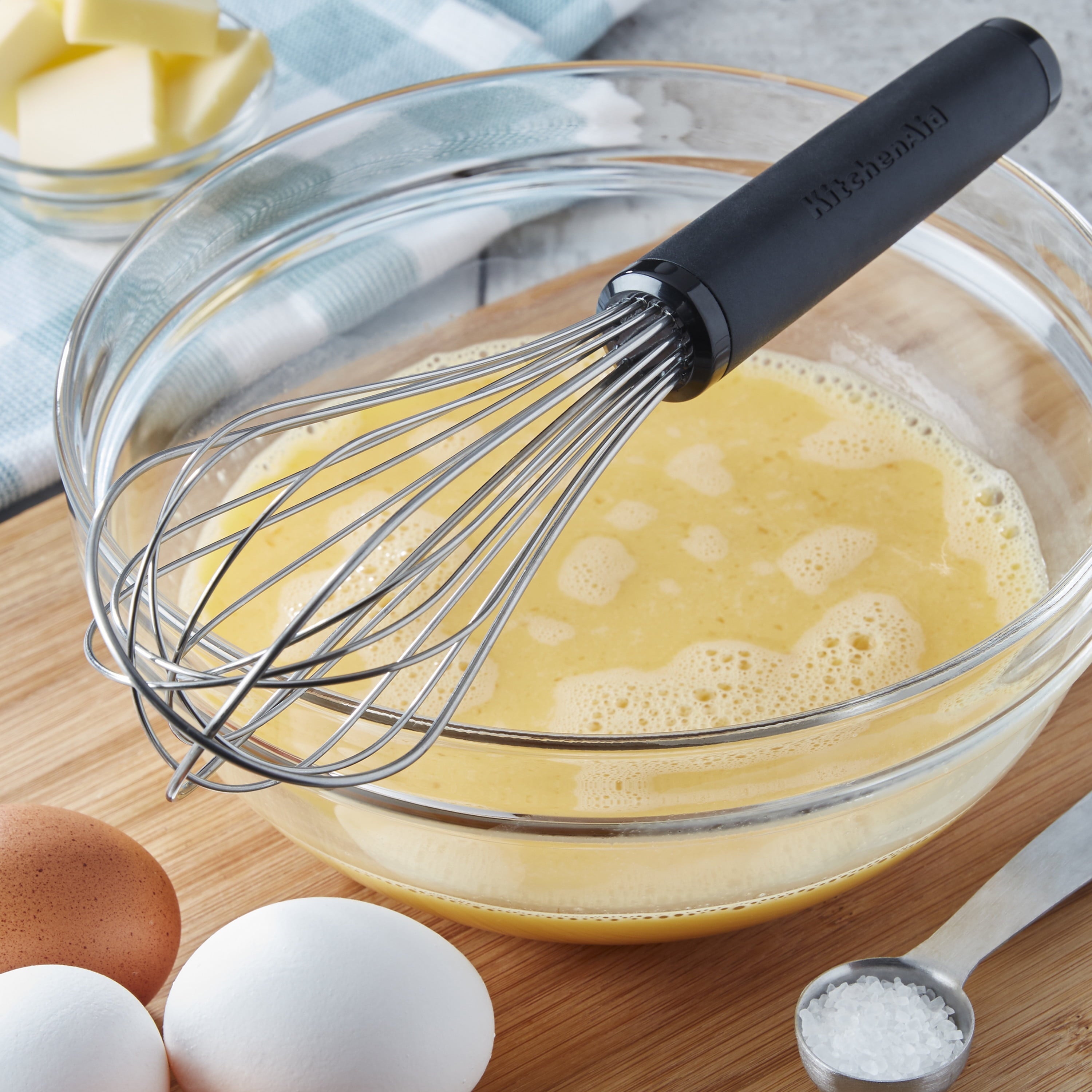 Stainless Steel Balloon Whisk with Black Handle, Dishwasher Safe