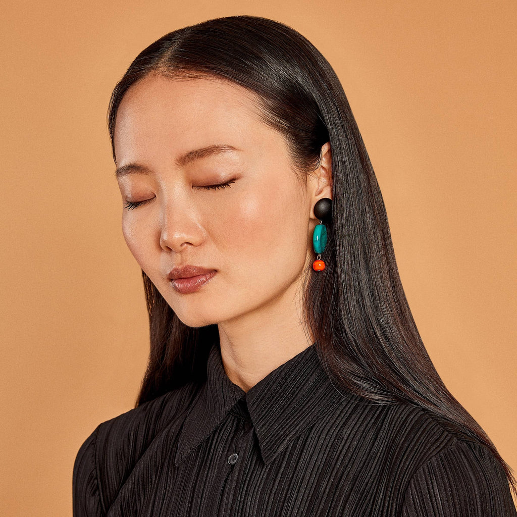 Murano Drop Earrings - Red