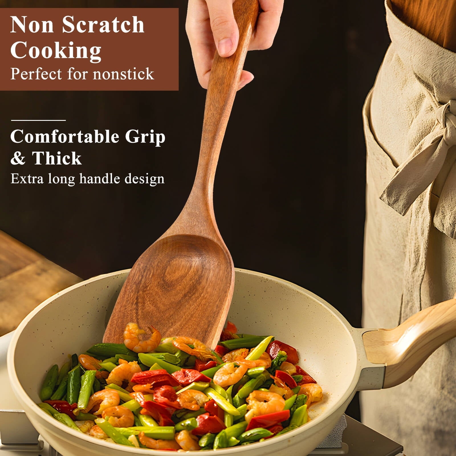 Wooden Spoons for Cooking, 8 Pcs Natural Wooden Utensil for Cooking with Non-Stick, Heat Resistant, Wood...