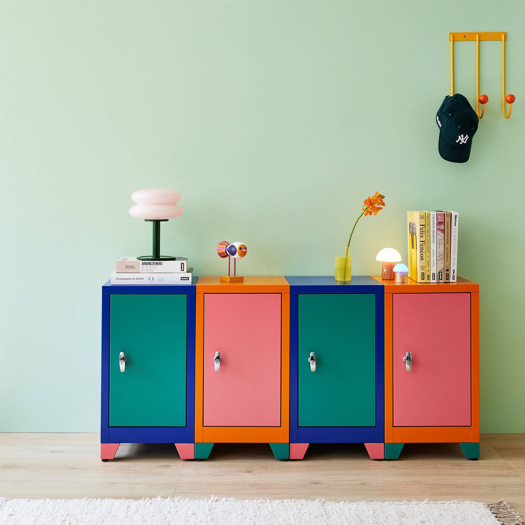 Metal Locker &amp; Side Table - Green