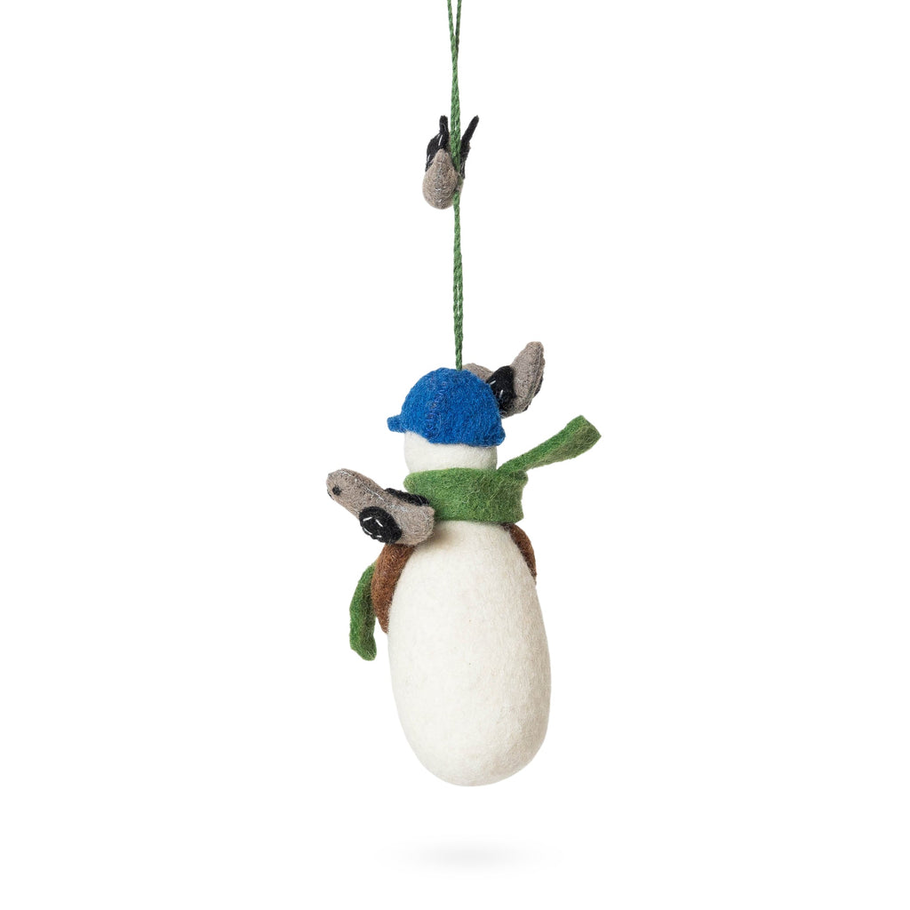 NYC Felt Ornament - Snowman with Baseball Hat