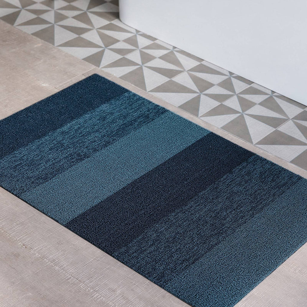 Chilewich Marbled Stripe Shag Floormat - Bay Blue