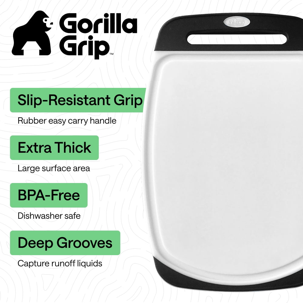 100% BPA Free Reversible Kitchen Cutting Board Set of 3, Juice Grooves, Dishwasher Safe, Black