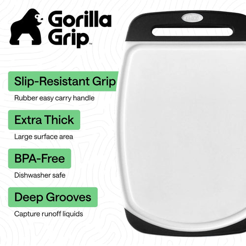 100% BPA Free Reversible Kitchen Cutting Board Set of 3, Juice Grooves, Dishwasher Safe, Black
