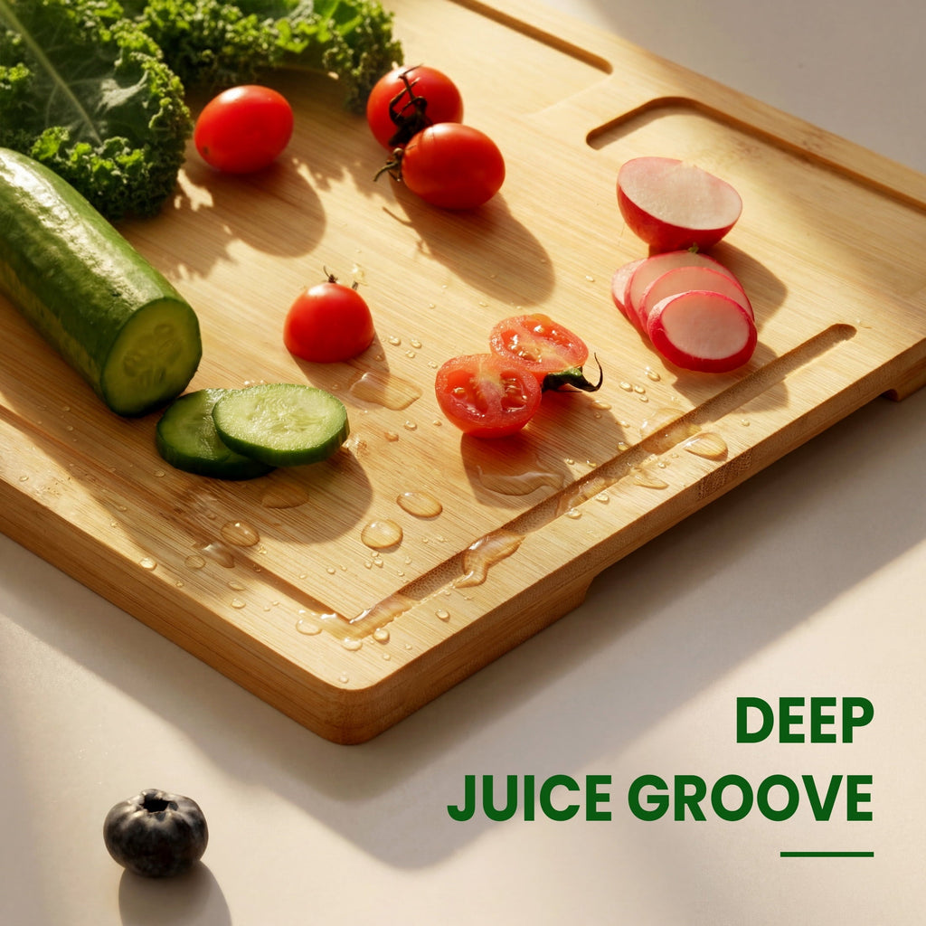 Bamboo Cutting Board Set of 3, Heavy Duty Kitchen Chopping Boards with Juice Grooves, Reversible Charcuterie ...