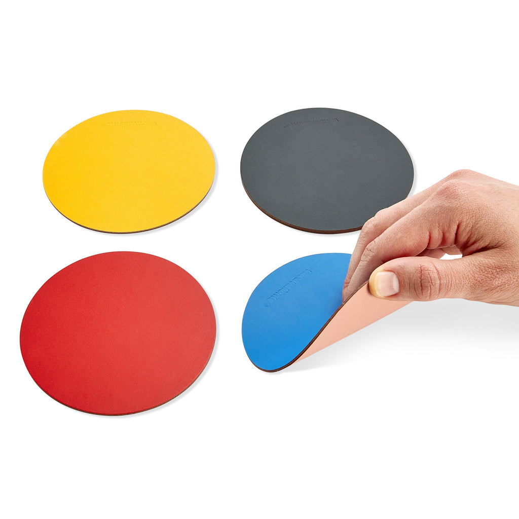 Dual-Sided Recycled Leather Coasters – Set of 4 - Square