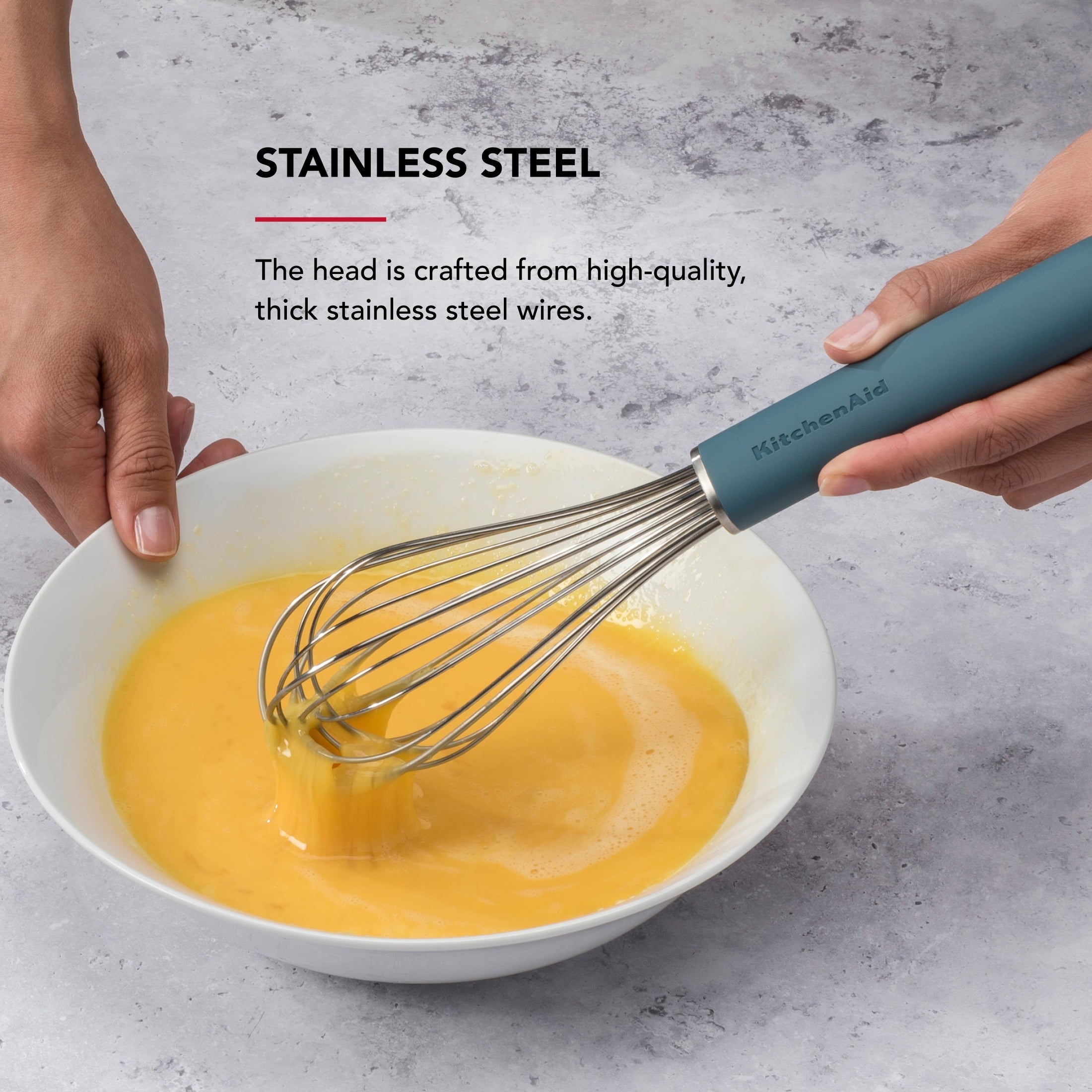 Stainless Steel Wire Kitchen Whisk with Ergonomic Handle, Agave