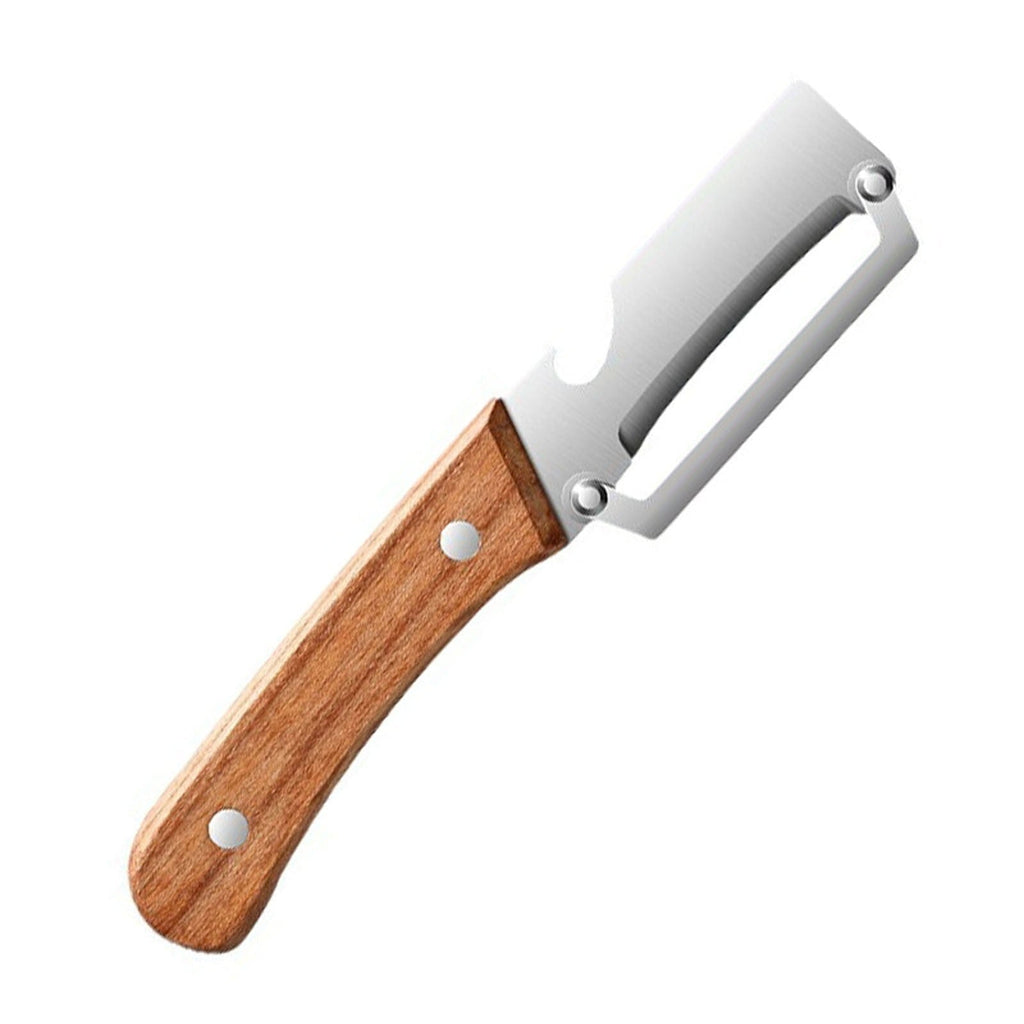 Vegetable Peeler with Wooden Handle, Thickened Stainless Steel Potato Peeler with Bottle Opener, Ergo...