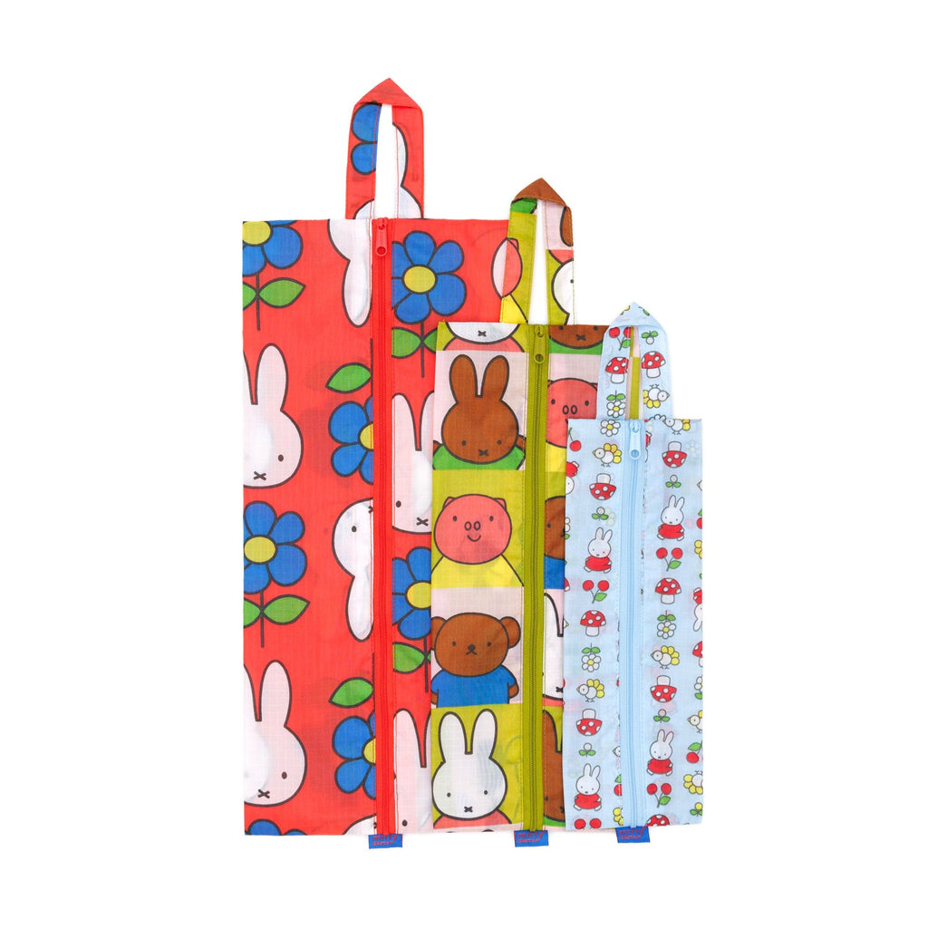 Miffy Baggu Recycled Nylon 3D Zip Pouches - Set of 3