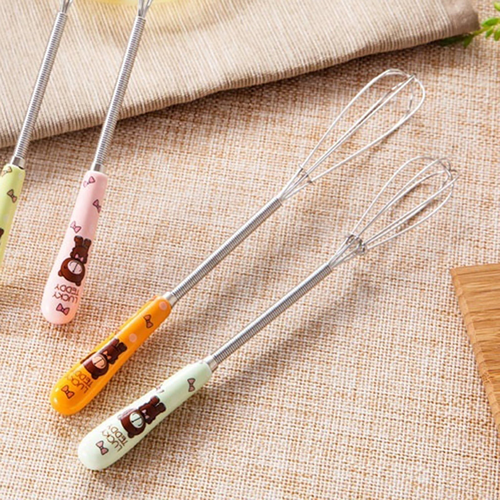 Wire Whisks Manual Clean Easily Stainless Steel Manual Mini Agitator Kitchen Egg Mixer for Kitchen (Pink)