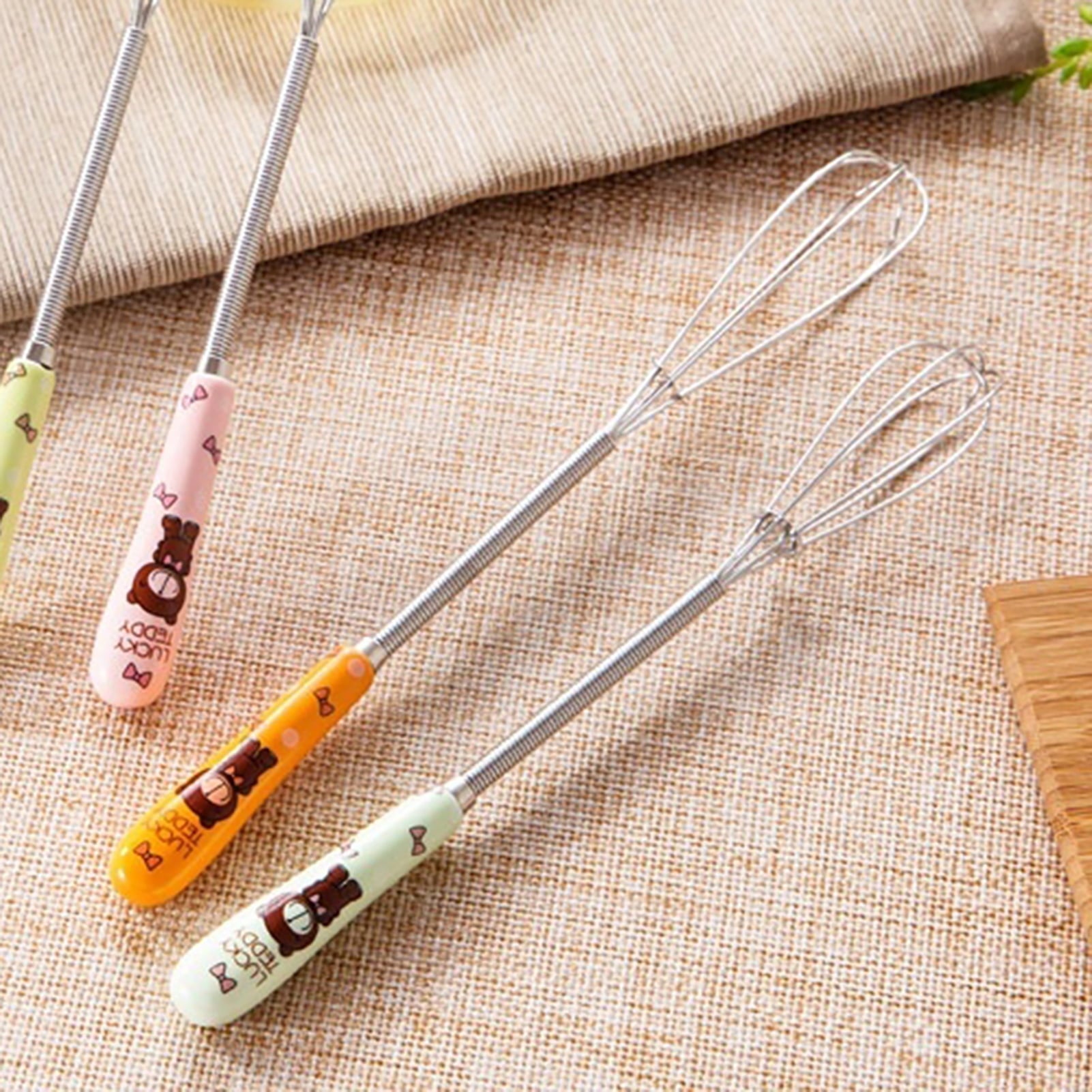 Wire Whisks Manual Clean Easily Stainless Steel Manual Mini Agitator Kitchen Egg Mixer for Kitchen (Pink)