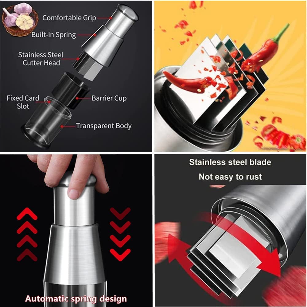 Stainless Steel Garlic Chopper Onion Press Manual Vegetable Chopper Easy Clean Silver Knives