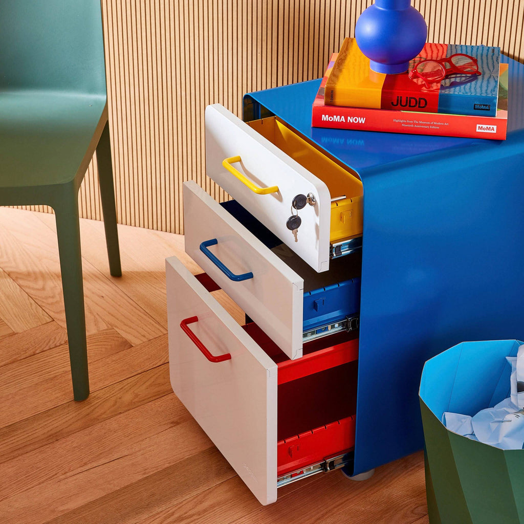 Poppin Stow 3-Drawer File Cabinet - Red/ Blue/ Yellow
