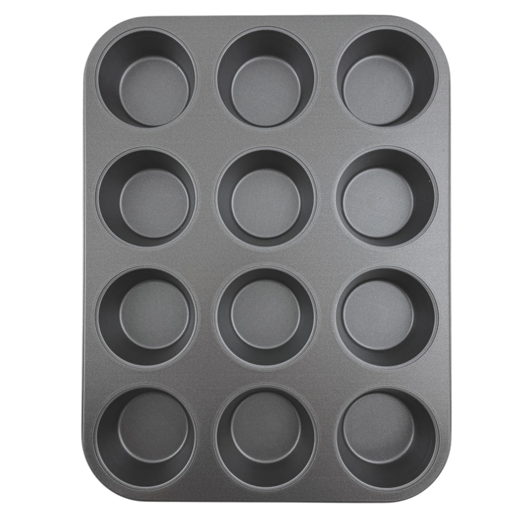 12-Cup Nonstick Muffin Pan, Cupcake Pan, 2.9" Diameter Cup, Gray, 1 Count