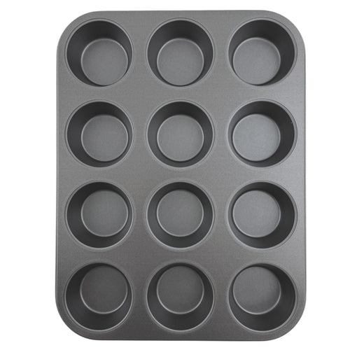 12-Cup Nonstick Muffin Pan, Cupcake Pan, 2.9" Diameter Cup, Gray, 1 Count