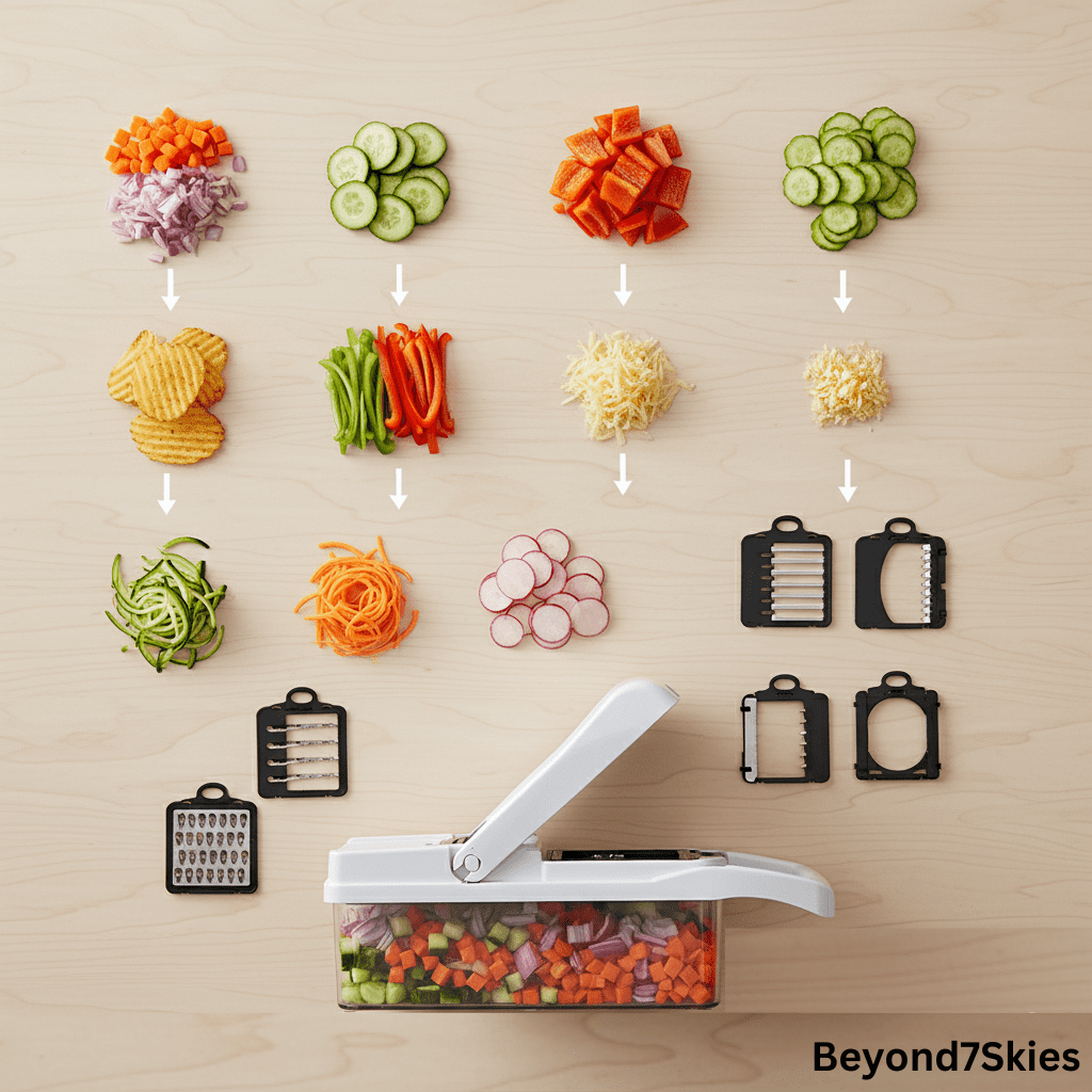 Vegetable Chopper 22-in-1, Food Dicer Slicer with Container, 13 Stainless Steel Blades, Multifunctional Veggie Cutter...
