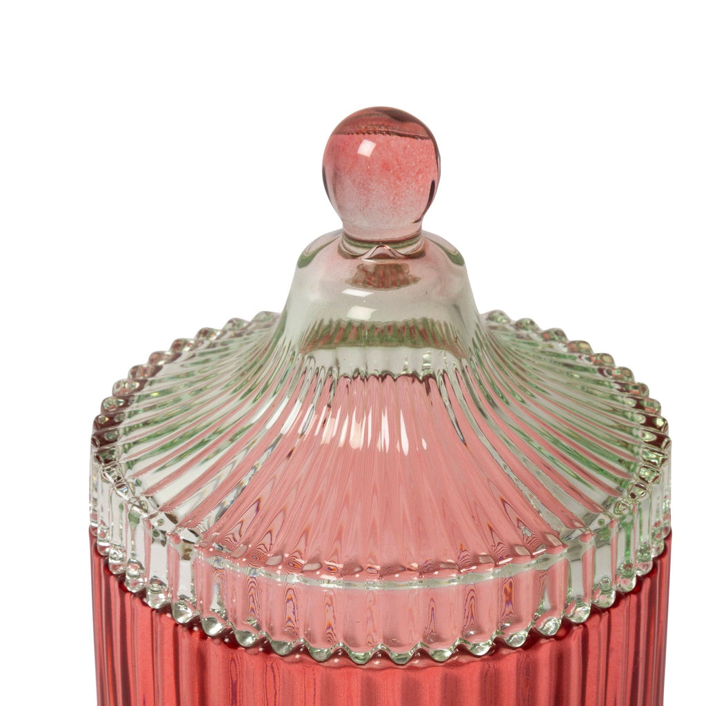 Candy Stripe Glass Storage Jar - Red/ Light Mint