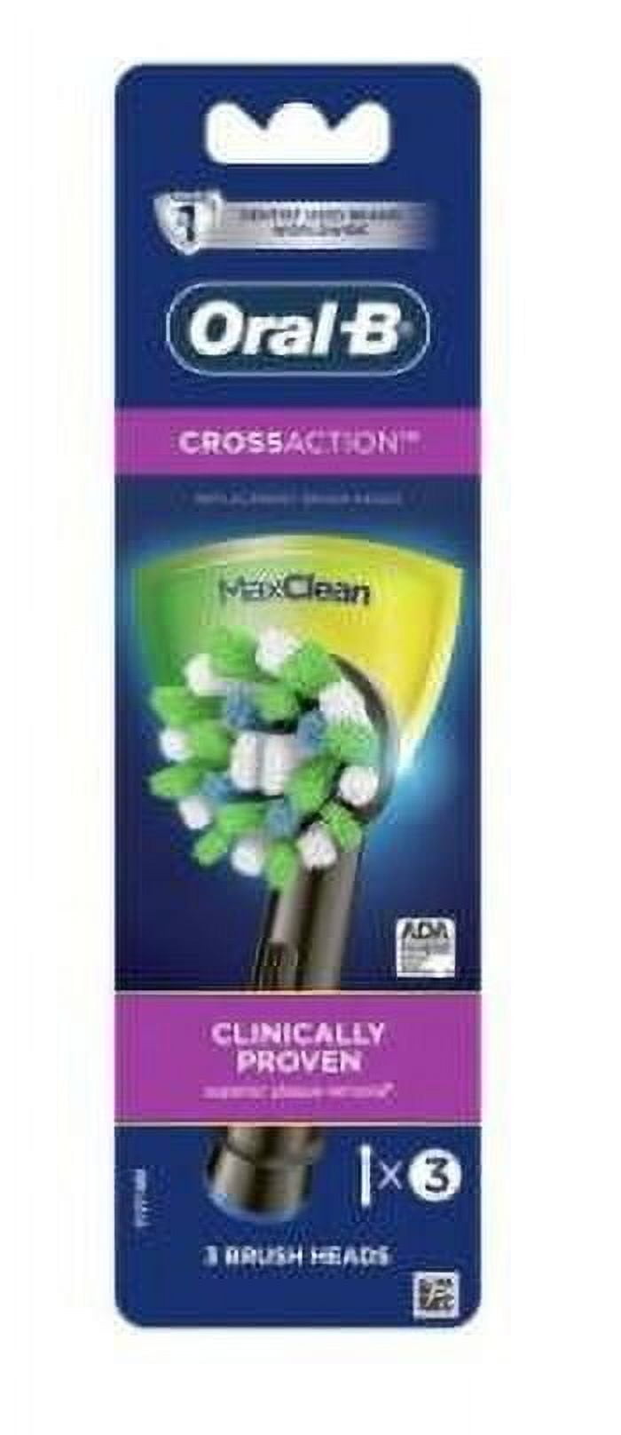 CrossAction Electric Toothbrush Replacement Brush Heads, Black, 3 Count
