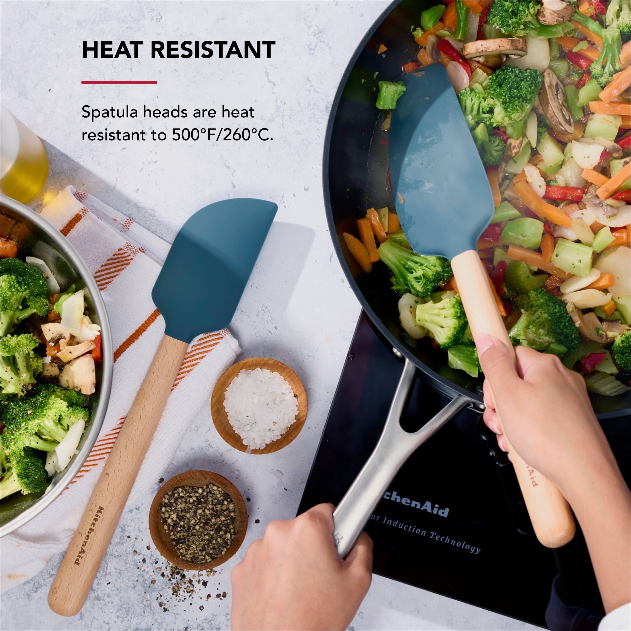 2-Piece Silicone Mixing Spatula and Scraper Set for Cooking, Agave