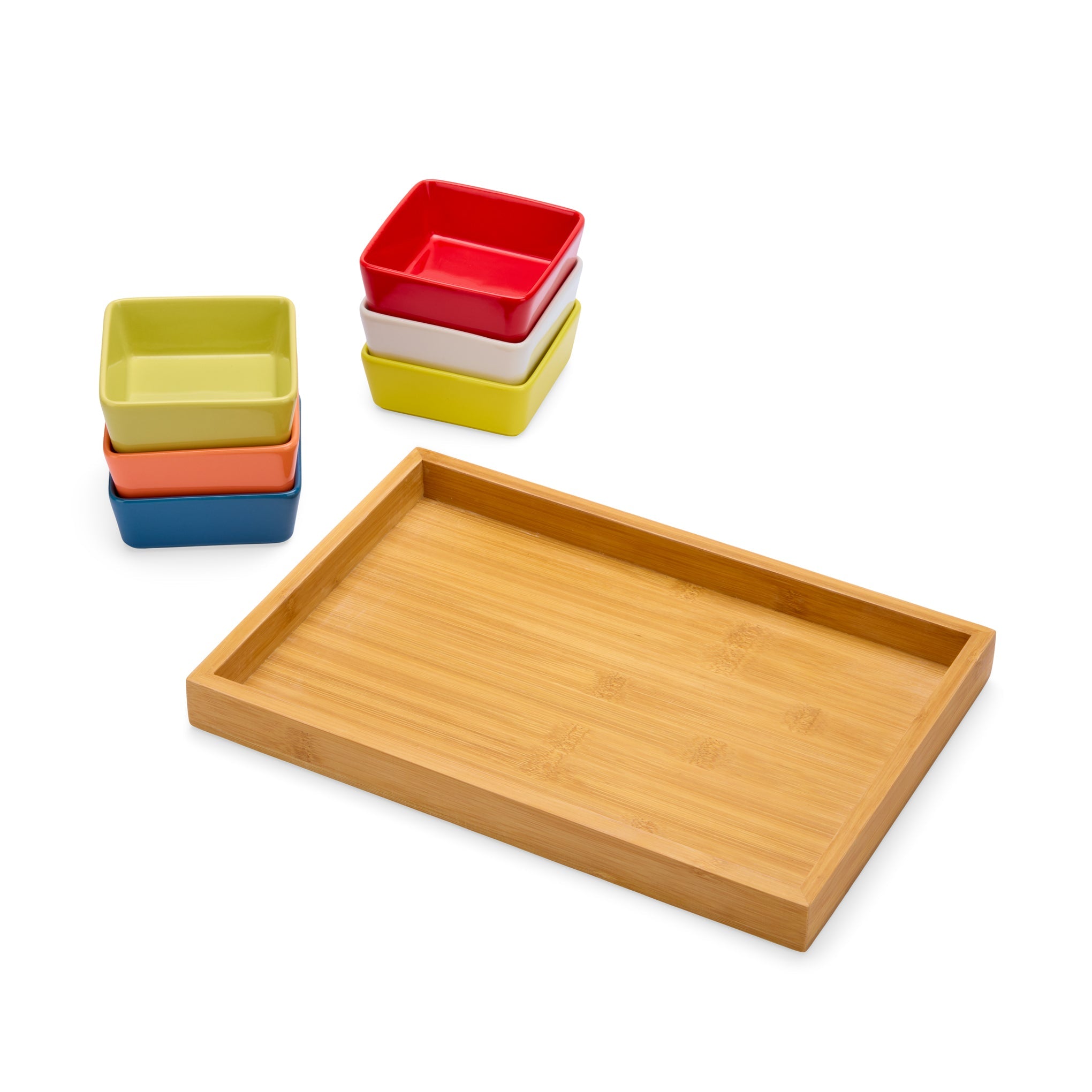 Snack and Serve Tray with Set of 6 Bowls