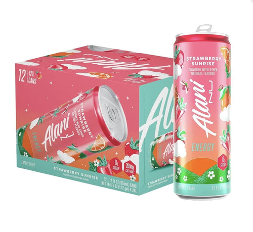 (2)  Nu Energy Drink Strawberry Sunrise 200mg Caffeine 12 Pack 12 Fl Oz