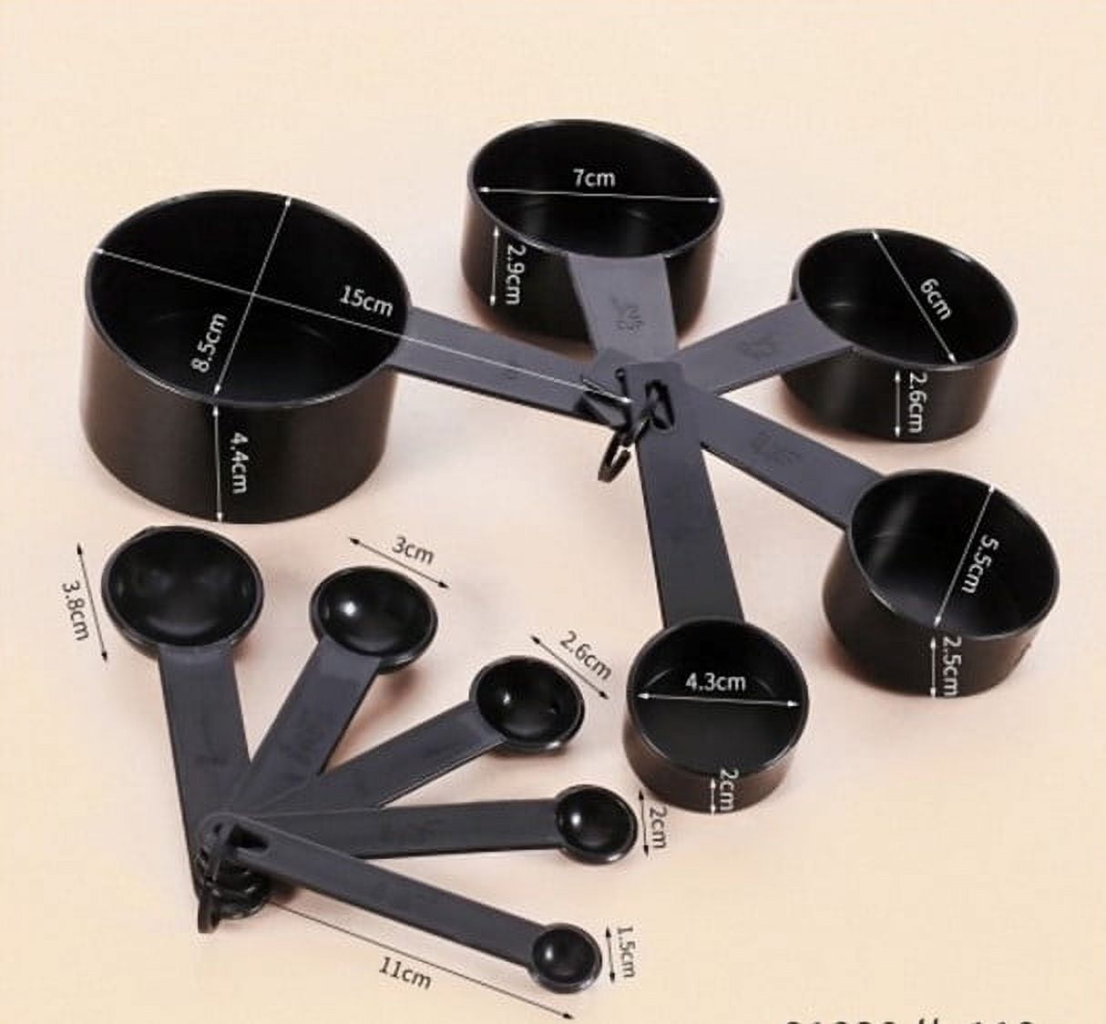 10-Piece Plastic Measuring Cups and Spoons Set - 5 Cups (15ml-250ml) & 5 Spoons (0.6ml-7.5ml) - Baking & Cooking Tool...