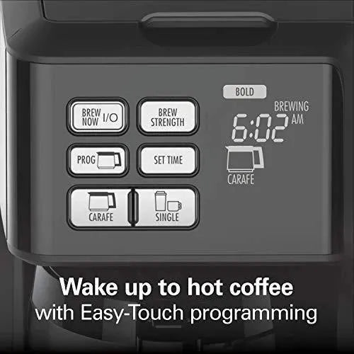 Hamilton Beach FlexBrew Thermal Coffee Maker, Single Serve &amp; Full Pot, Compatible with K-Cup Pods or Grounds, Programmable, Black and Stainless (49966)