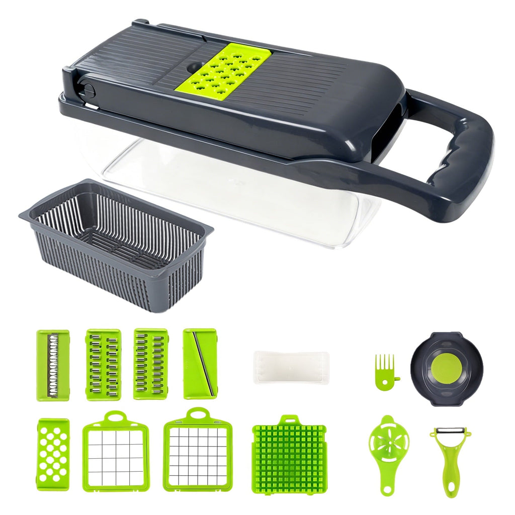 16-in-1 Mandoline Slicer, Multifunctional Vegetable Chopper with Container, Food Processor for Onion, Chees...