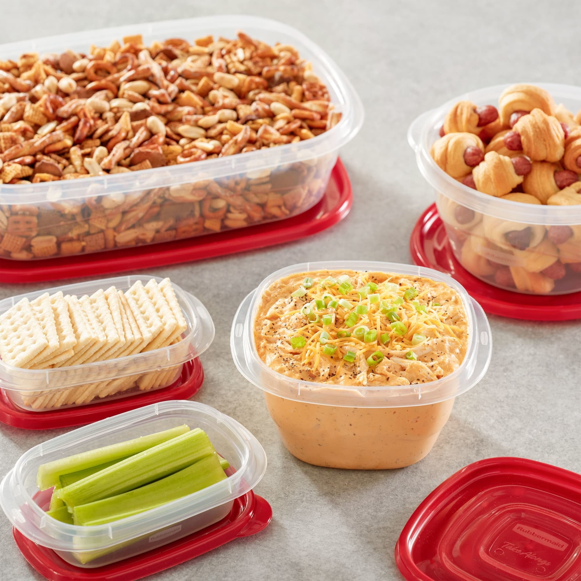 Square Food Storage Containers, Ruby Red, 10 pack