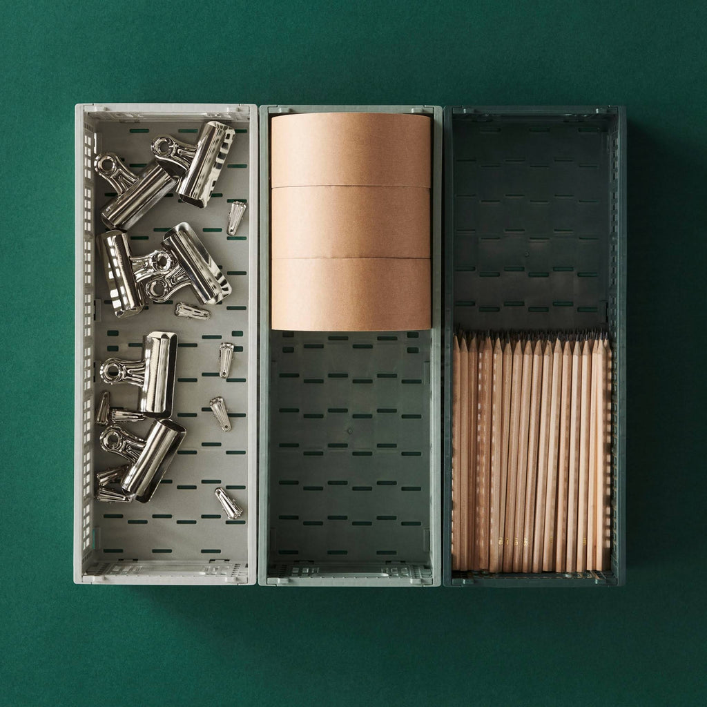 HAY Recycled Plastic Collapsible Color Crate - Dark Green