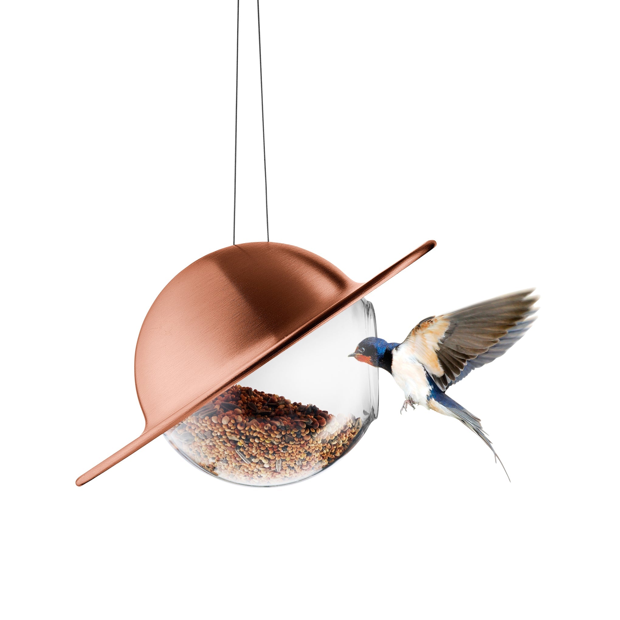 Saturn Bird Feeder with Copper Roof