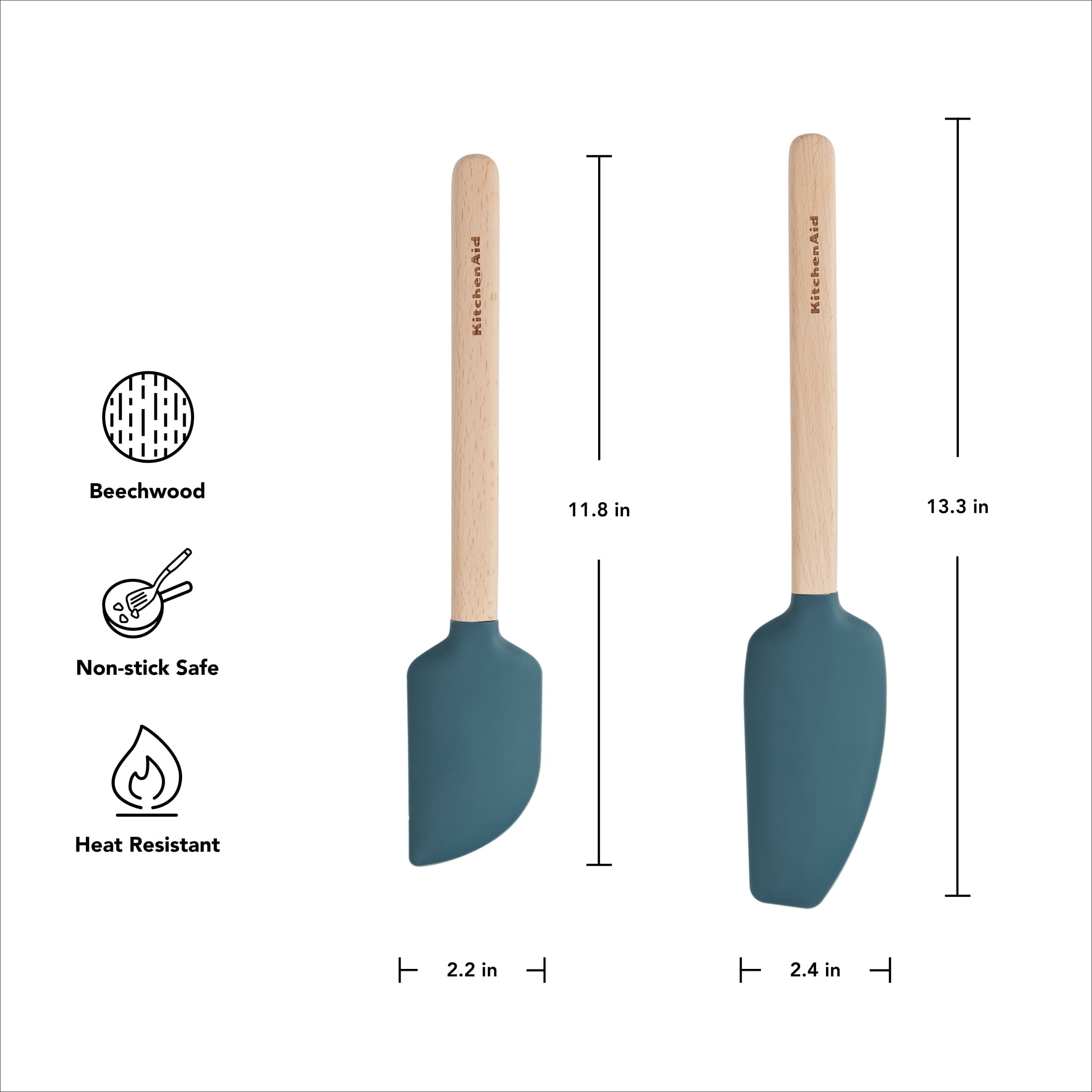 2-Piece Silicone Mixing Spatula and Scraper Set for Cooking, Agave