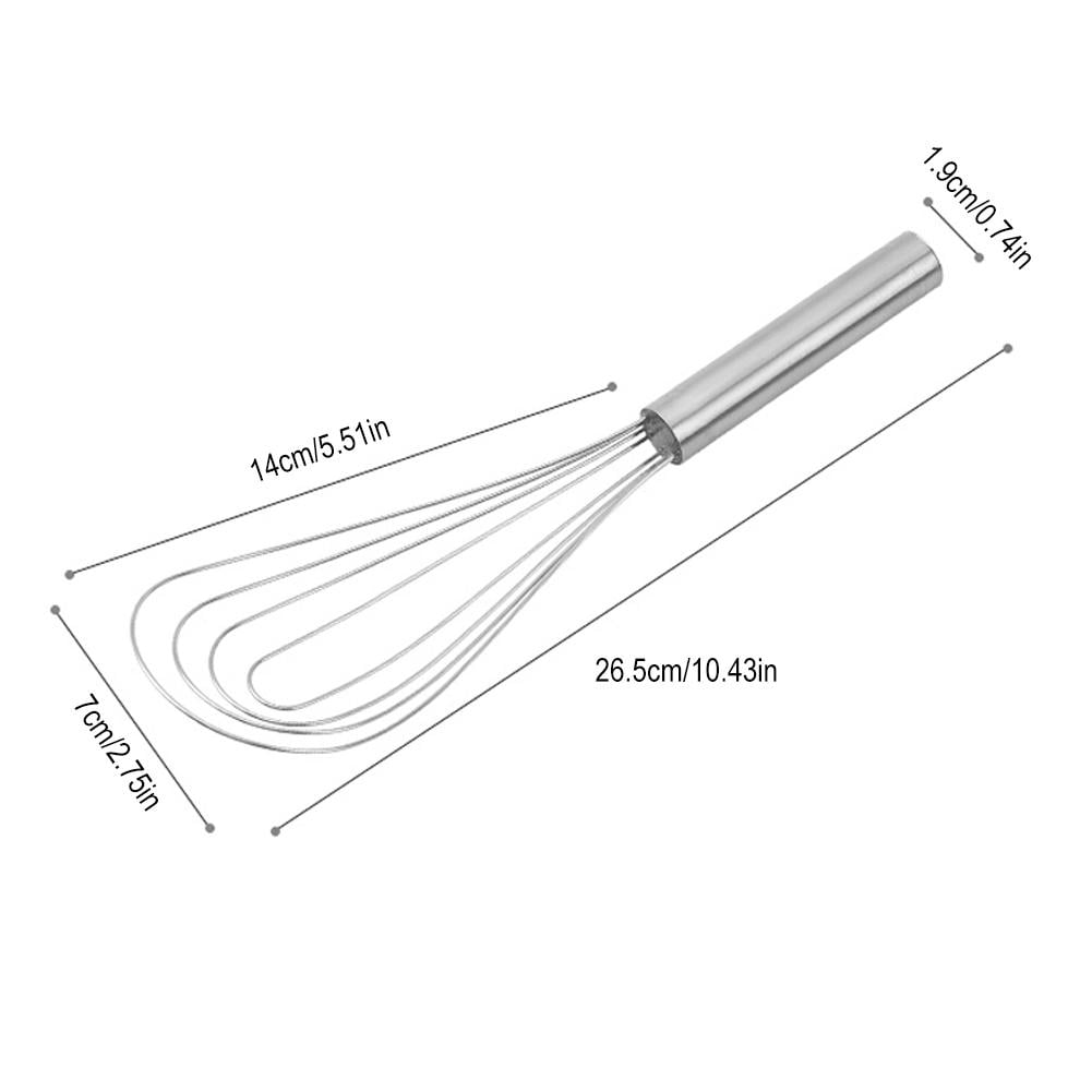 10" Flat Whisk, Handheld Steel Wire Whisk Perfect for Whisking, Flat Roux Whisk, Gravy Stirring, BPA Free, Dishwasher...